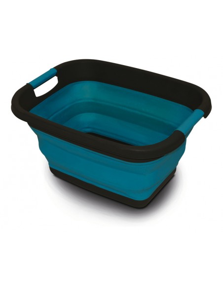 Cubo plegable de silicona azul