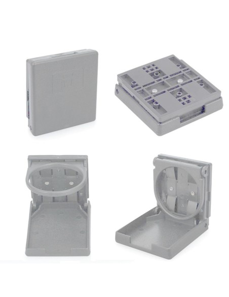 Porta latas plegable Gris