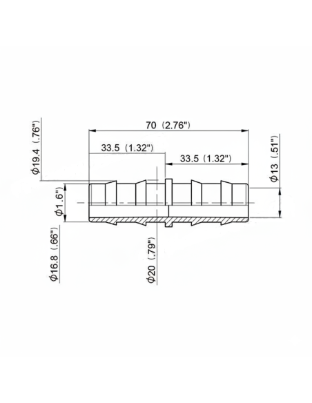 Unión de tubería recta Ø20 mm