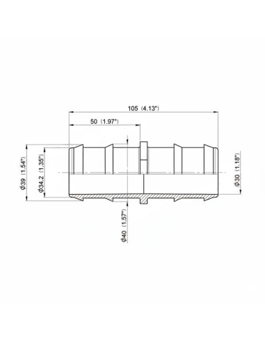 Unión de tubería recta Ø40 mm