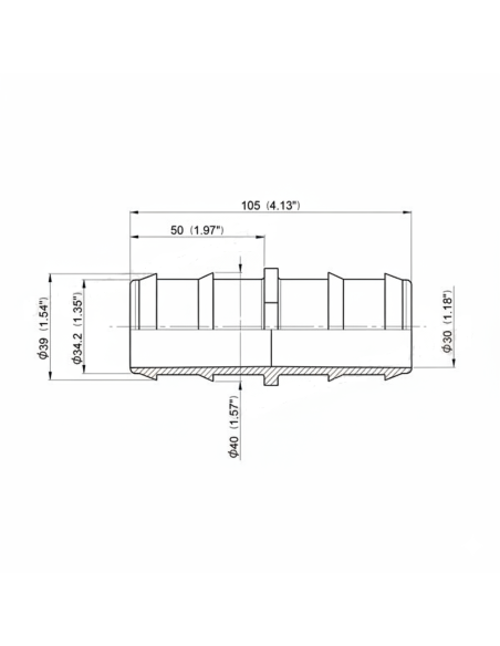 Unión de tubería recta Ø40 mm