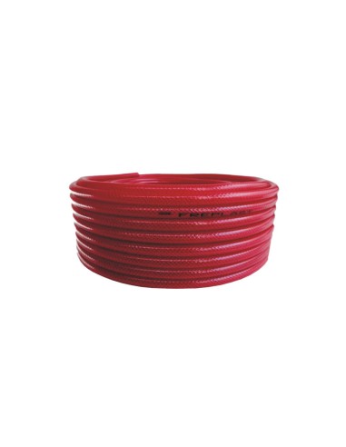 Rollo Manguera reforzada roja traslucida 12 mm