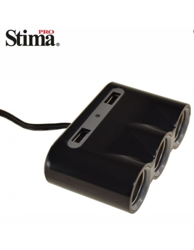 Adaptador de Mechero x3 Tomas 12v/24v 10A x2 USB