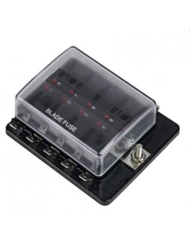 Caja Porta fusible 10 vías con led
