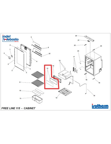 Puerta de congelador isotherm free line 115