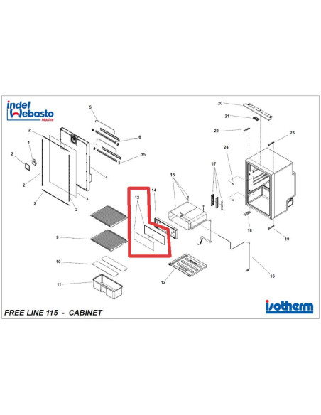 Puerta de congelador isotherm free line 115