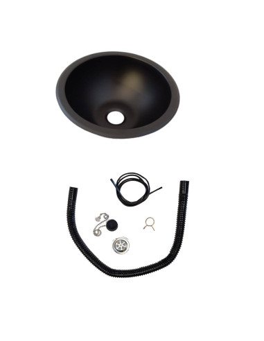 Fregadero negro mate redondo de 265 mm