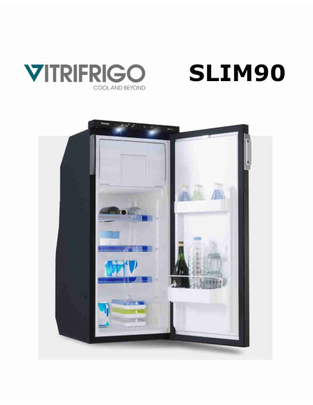 frigorifico vitrifrigo de 90litros serie slim de columna compresor a 12v y 24v para camper caravana, autocaravana