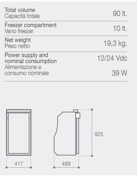 Frigorifico Vitrifrigo SLIM90 CHR 90 Litros