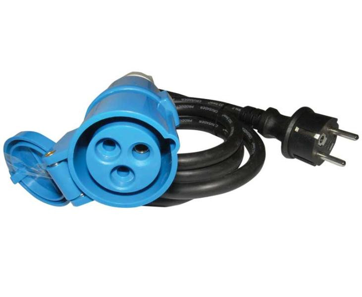 Adaptador cable 1.5 m macho schuko a hembra cee