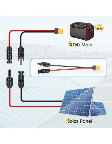 Conector de panel solar a batería portátil