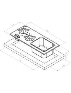 Cocina de 2 fuegos con fregadero derecha 2