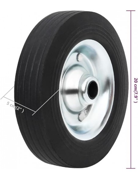 Rueda repuesto jockey acero y caucho maciza 200x50
