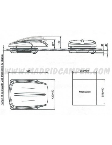 Claraboya freucamp plus fan 12v negra