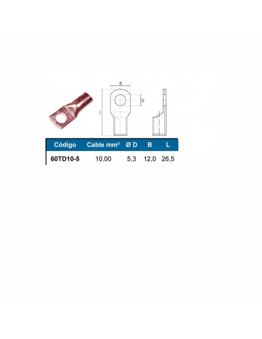 Terminal redondo cable 10mm tornillo métrica 5
