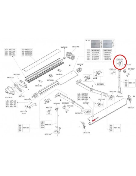 Recambio soporte para pata toldo F45/F65 derecho