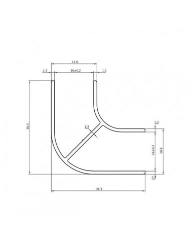 Perfil de aluminio ángulo corto negro mate 2m
